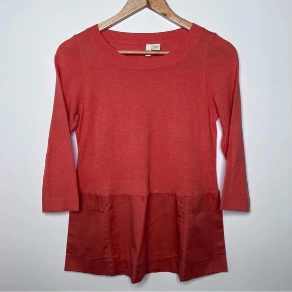 MOTH Anthropologie Breeze Point Orange Wool Blend Sweater Size Small - Picture 2 of 8